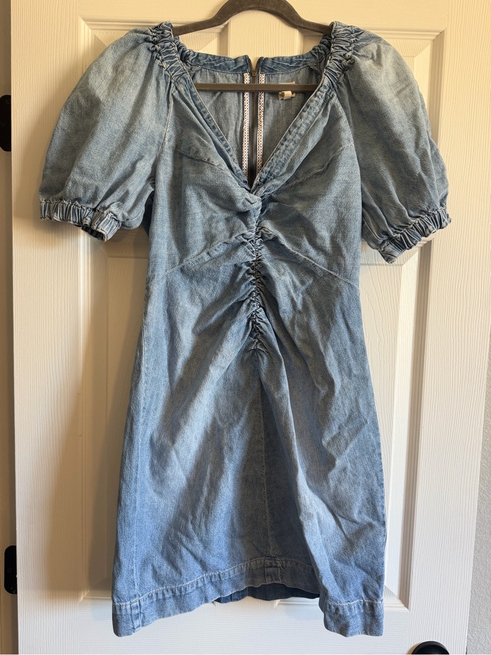 La Vie Rebecca Taylor Denim Ruched Midi Dress